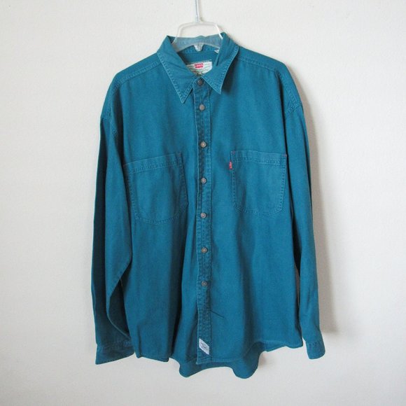 LEVIS Lightweight Denim Shirt Jacket Button Down - Teal Size XL